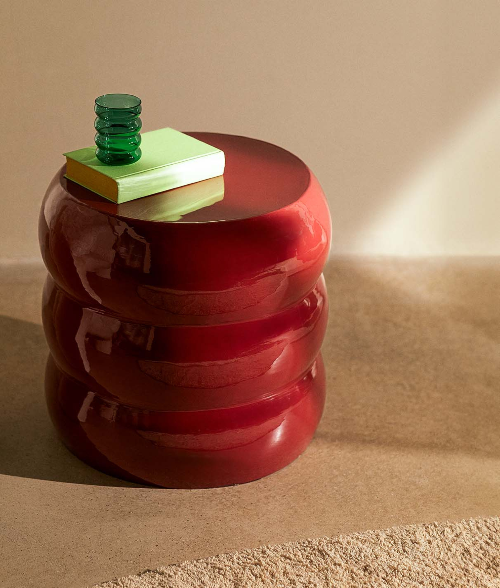 Red metal side table